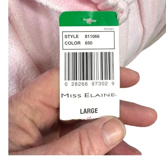 Miss Elaine Womens Long Sleeve Pink Nightgown L Cotton Fleece Housecoat NEW - Picture 3 of 5